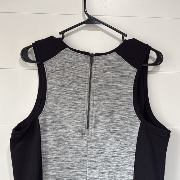 Athleta Black Heathered Gray Two Tone CityScape Ponte Knit Sheath Dress Large - Picture 5 of 9